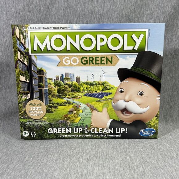 Hasbro Monopoly Go Green Edition Board Game - Picture 1 of 10